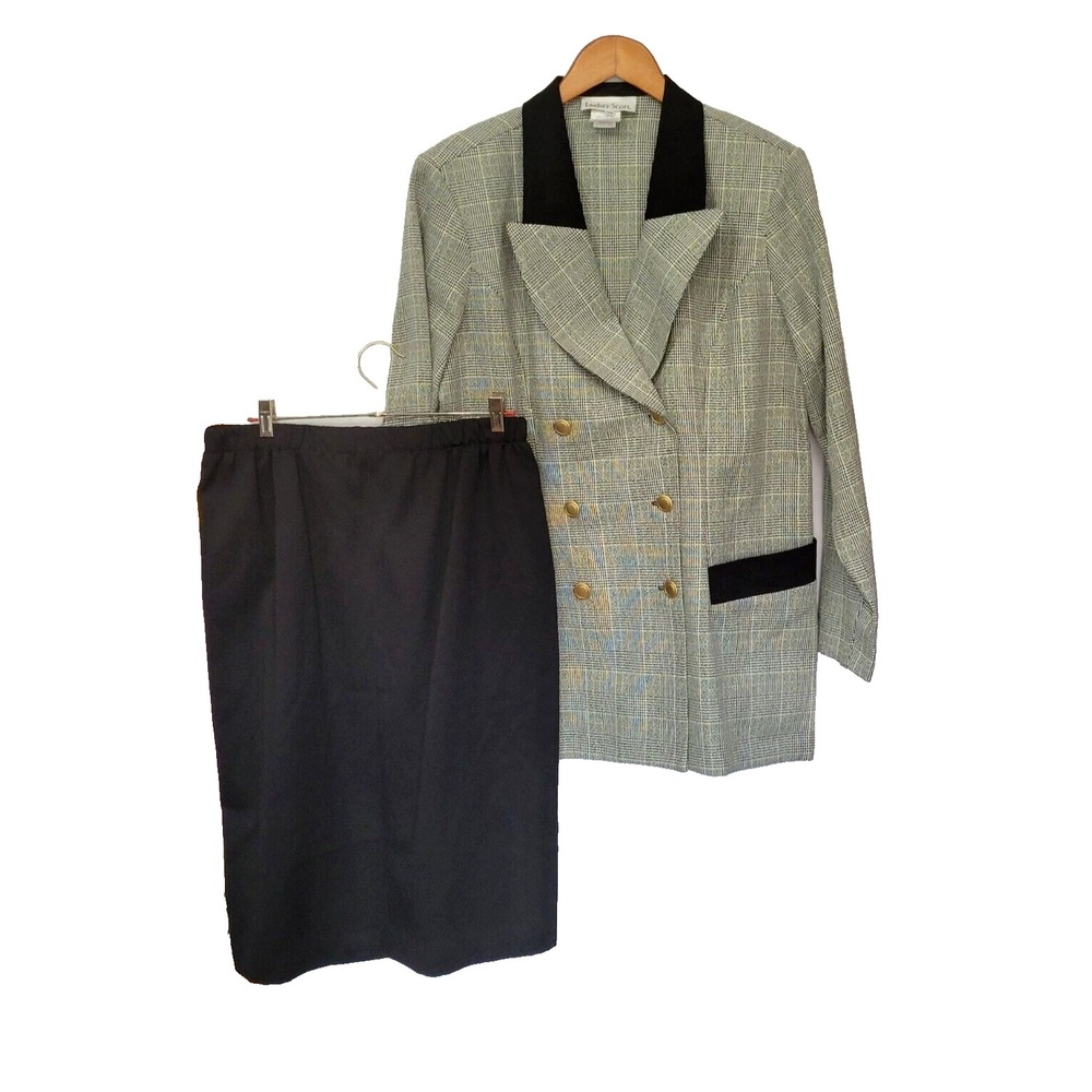Lindsey Scott Womens 14 Double-Breasted Blazer Skirt Set Polyester USA Vintage